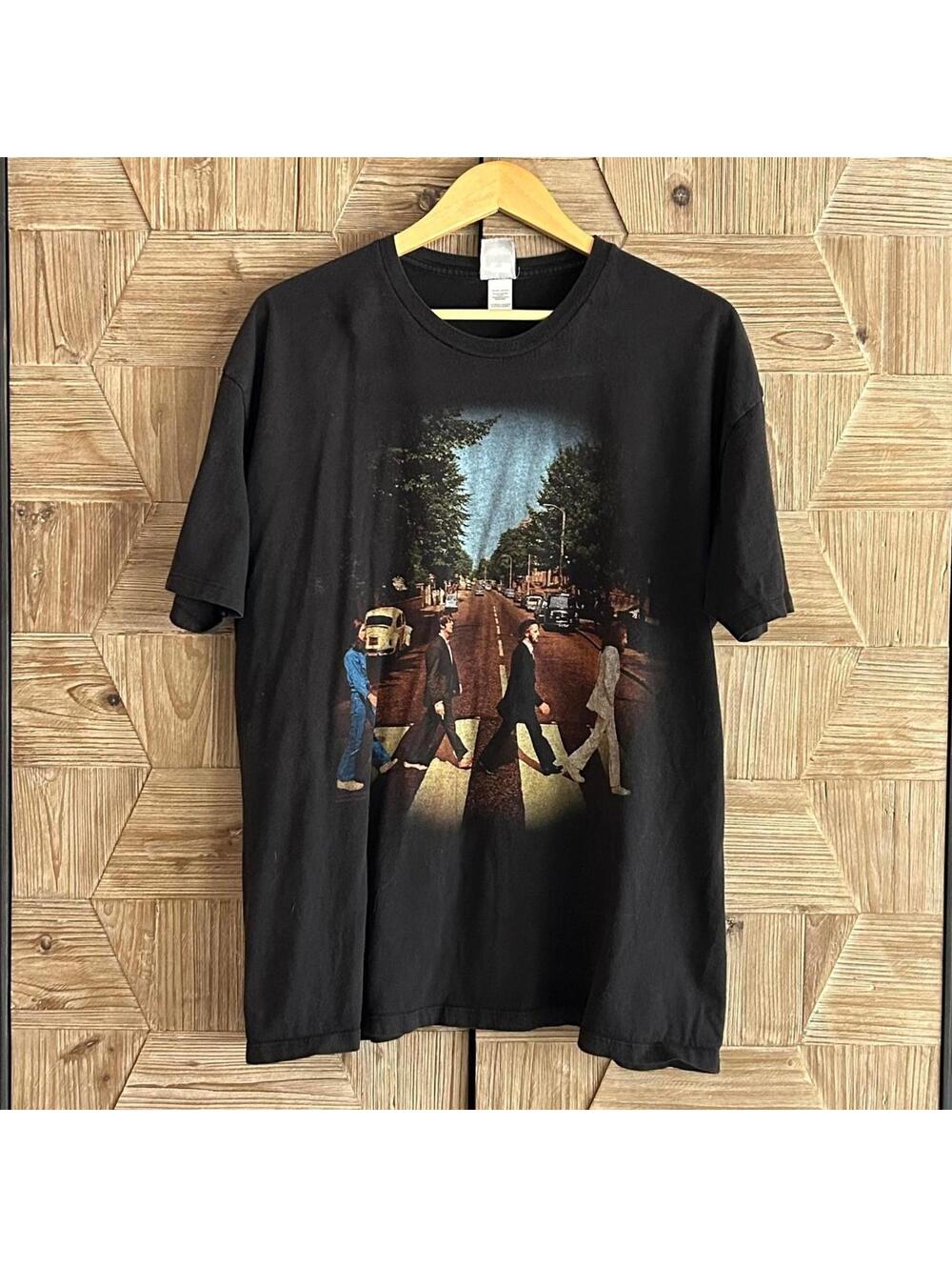 Vintage The Beatles Men's Black T-shirt Short Sleeve Size 2XL